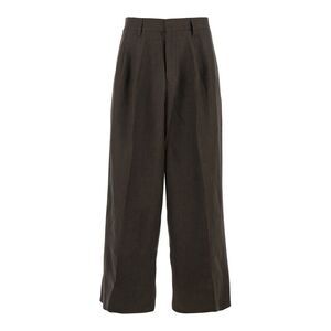 Erl Men Brown Pants With Two Side Pockets In Linen Man